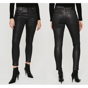 AG Adriano Goldschmied 28 Farrah Skinny Ankle High Rise Jeans Gray Coated NWT